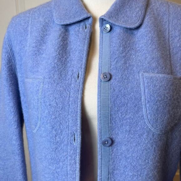 Lands' End 100% Wool Coat in Periwinkle Collared Front Pockets Size 12 - Picture 2 of 12